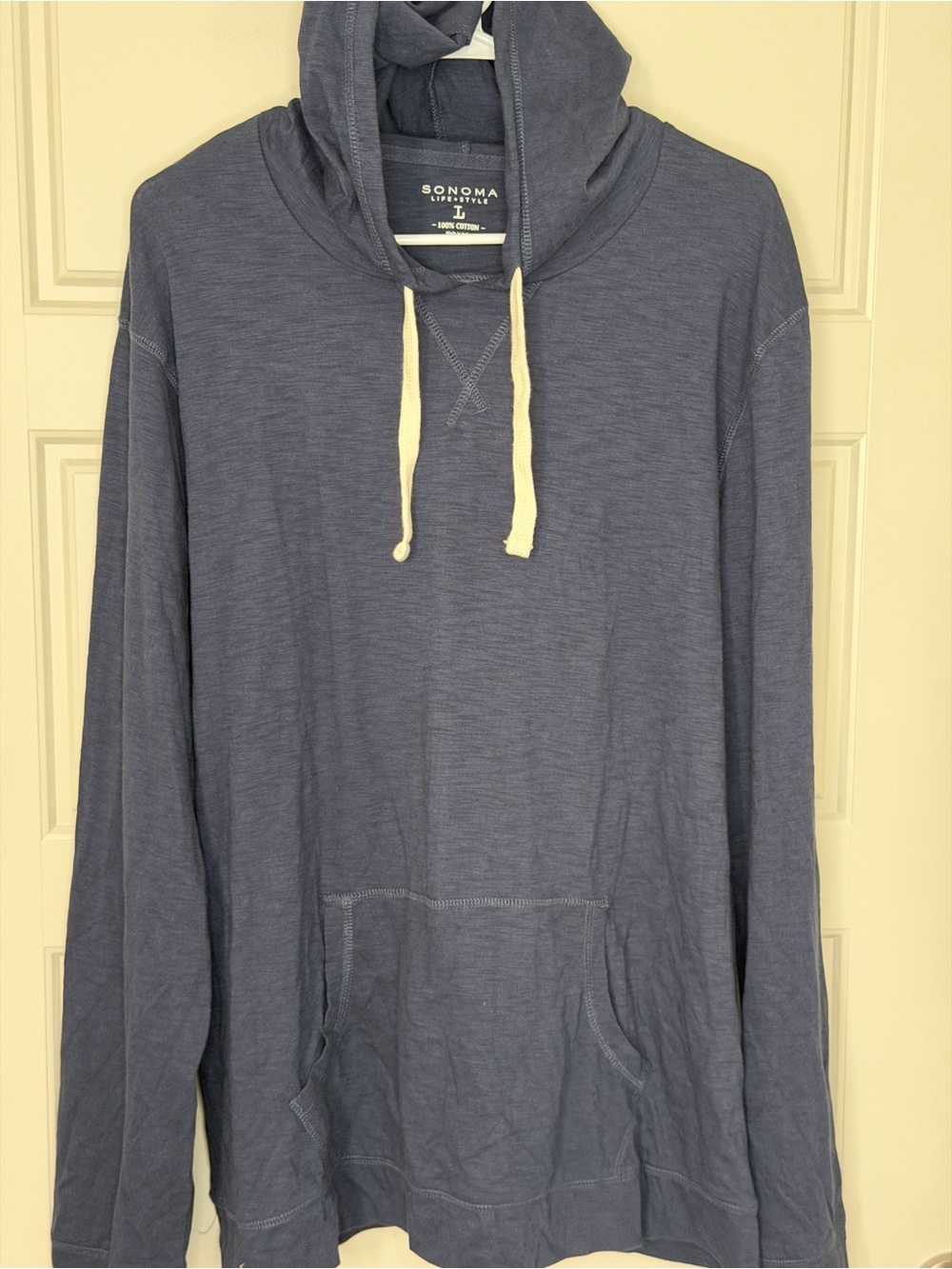 Sonoma Goods for Life Lightweight Slub Cotton Hoodie Blue Heather Large NWT